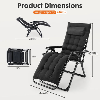 Zero Gravity Reclining Chair with Cup Holder & Cushion